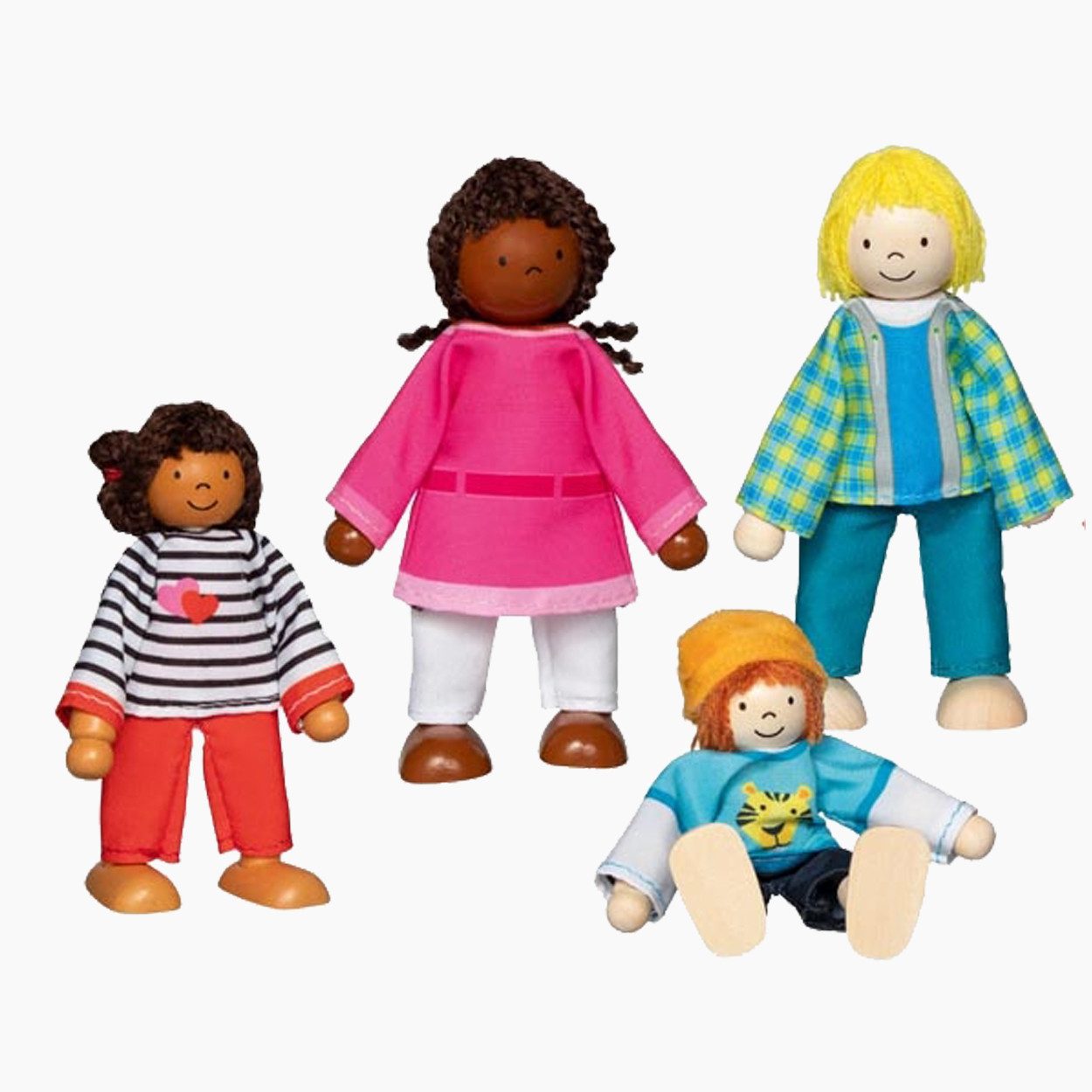 goki Biegepuppe Biegepuppen Interkulturelle Familie (Packung, 4-tlg), vier voll bewegliche Biegepuppen