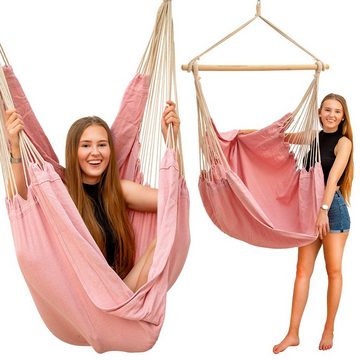 AMANKA Hängematte XXL Hängesessel 185x130cm - 2 Personen Hängestuhl, 185x130 Schaukelsessel Rosa