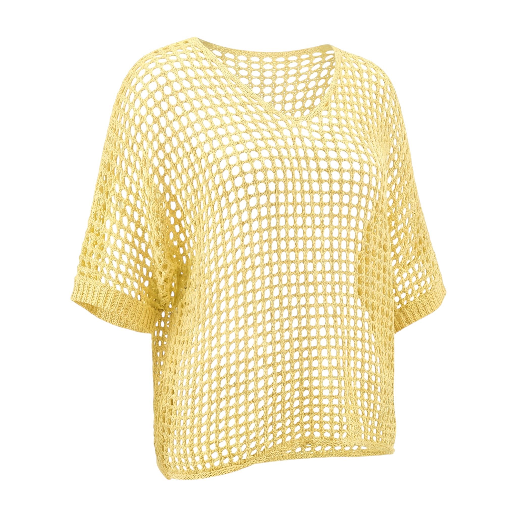 OriginalYou Strickpullover Häkeloberteil Damen Sommer Shirt Lochstrick Oversize Pullover One Size 40-46 (40-42 oversize / 44-46 regular)
