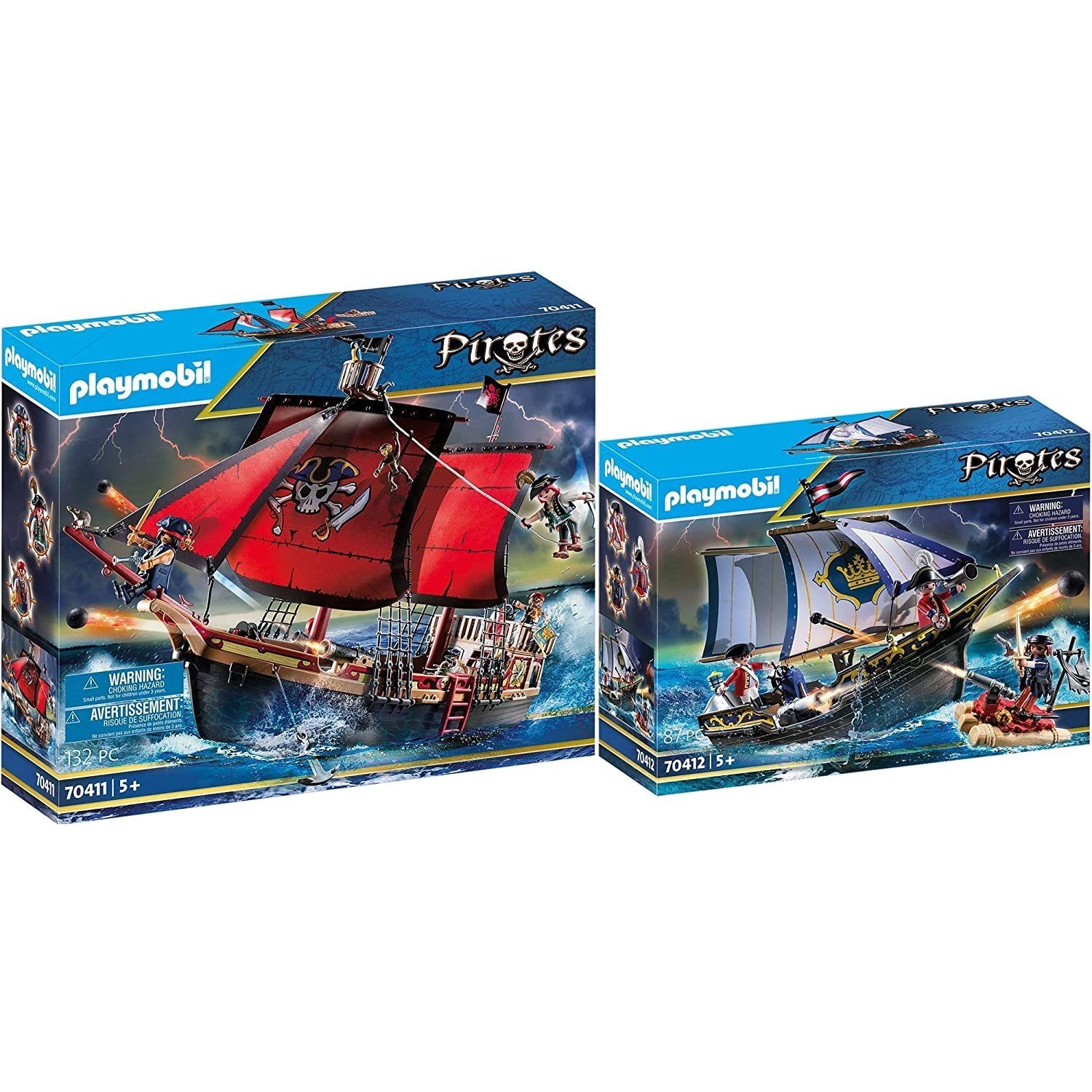 Playmobil® Spielbausteine 70411 70412 Pirates 2er Set Totenkopf-Kampfschiff  +