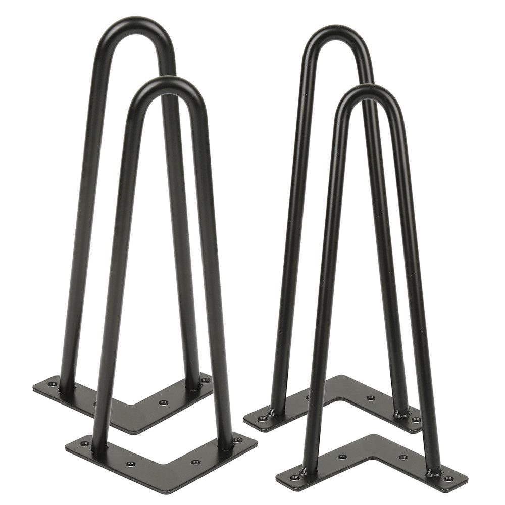 JEOBEST Tischbein 4er Set Haarnadel Tischbeine Metall, DIY Möbelfüße, Hairpin Legs, (2 Streben) mit Bodenschoner und Schrauben Verfügbar, Größenwahl