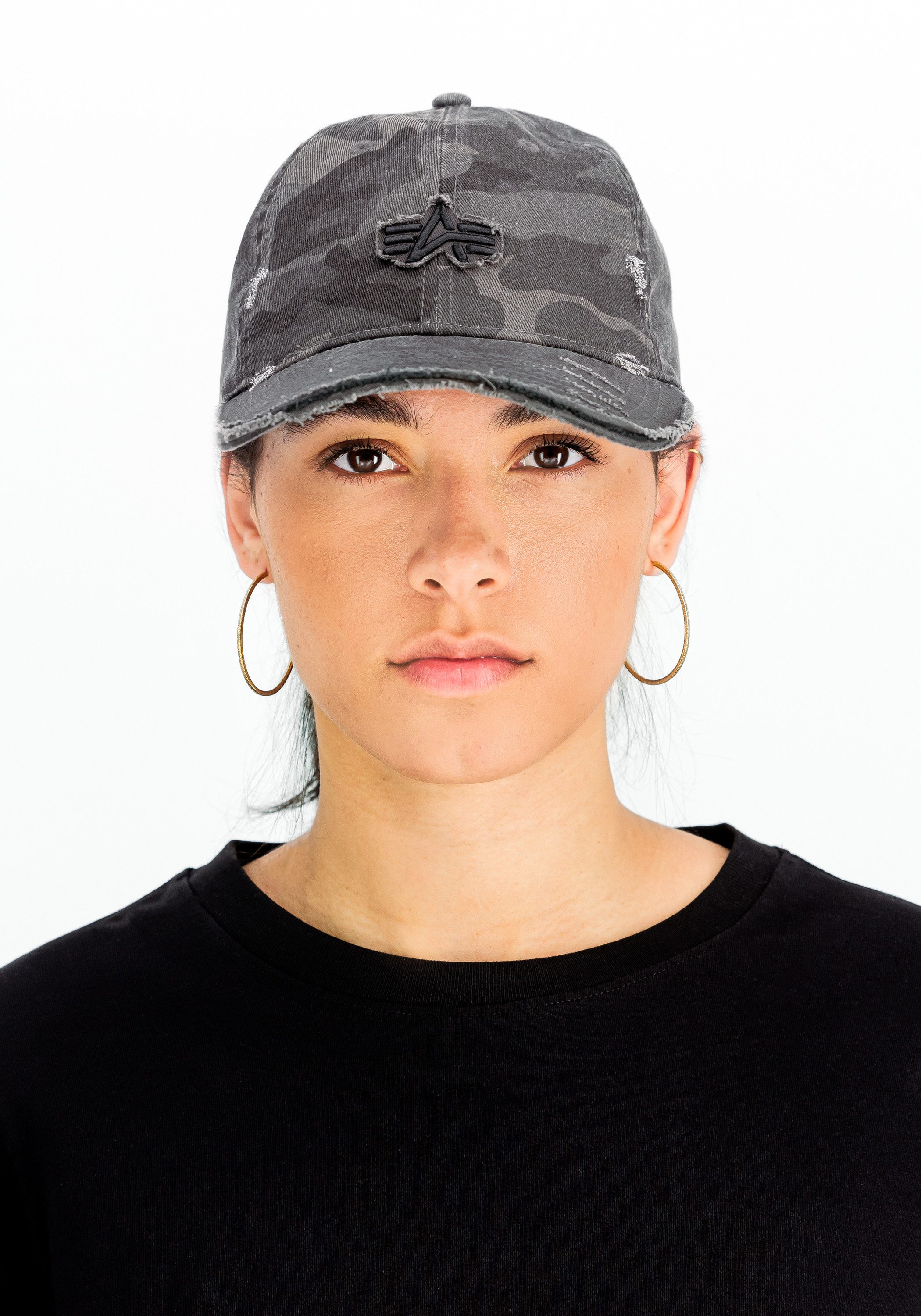 Alpha Industries Trucker Cap Distressed Logo Camo Cap
