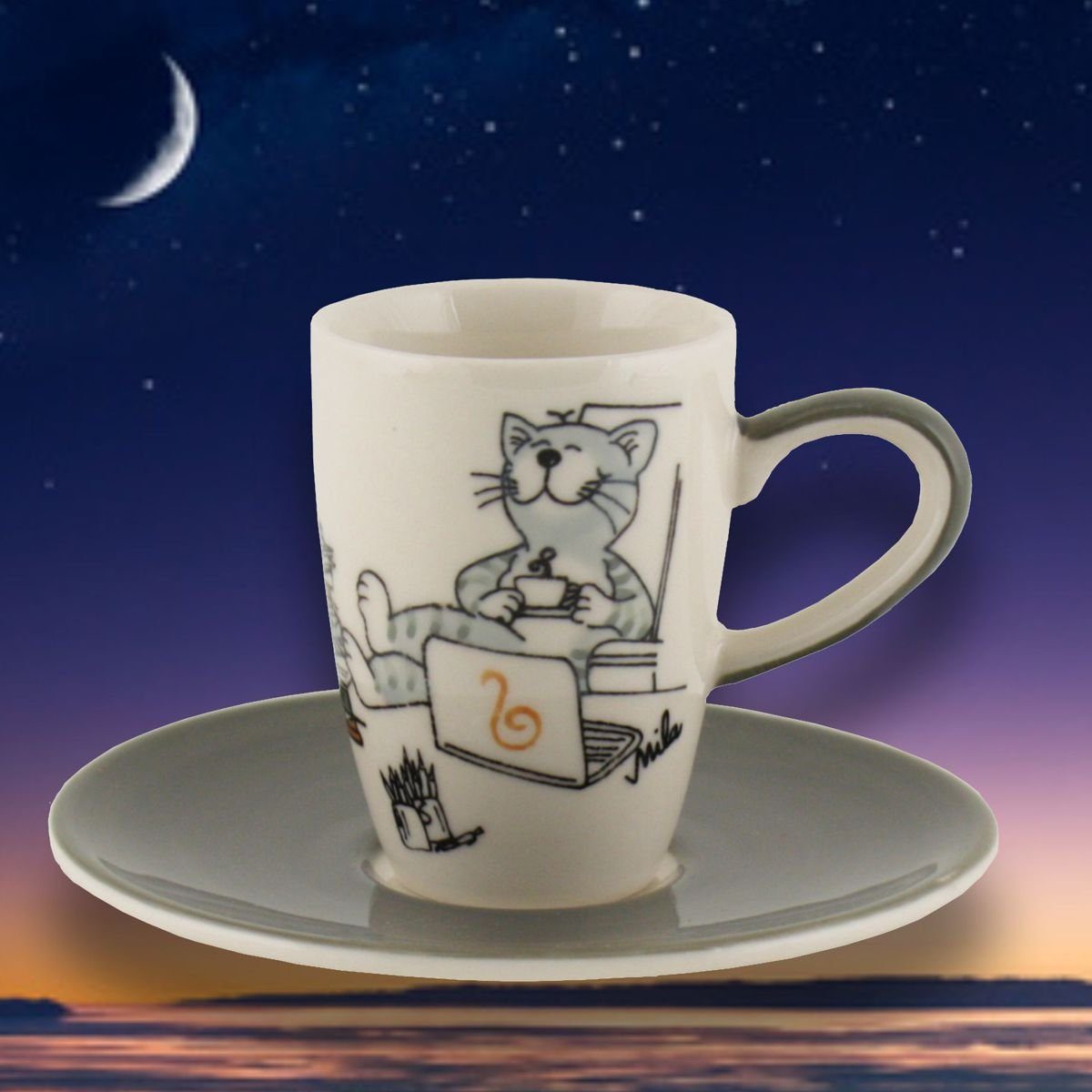 Mila Mila take Espressotasse relax it, Oommh - Espresso-Tasse Untere mit Katze Keramik Keramik