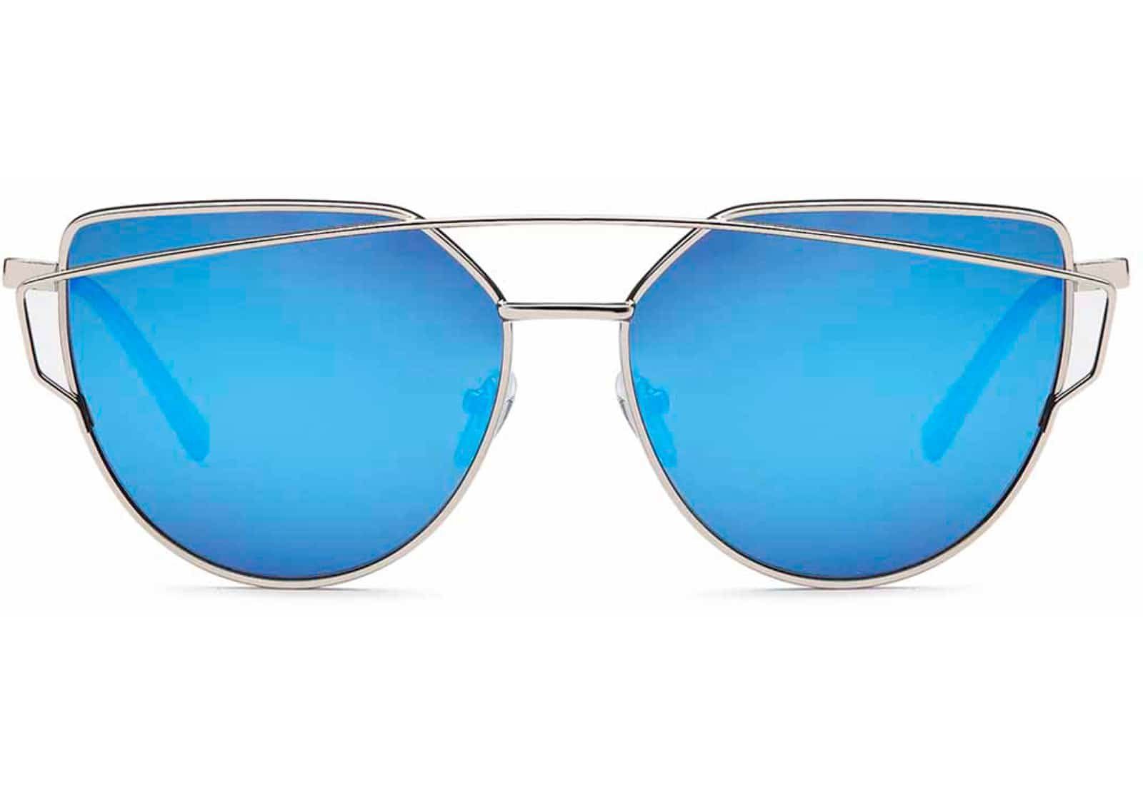 BEZLIT Eyewear Pilotenbrille Rundglas Designer schwarzen, rosa-grün, Sonnenbrille mit und silber-verspiegelt (1-St) Damen silber-hellblau