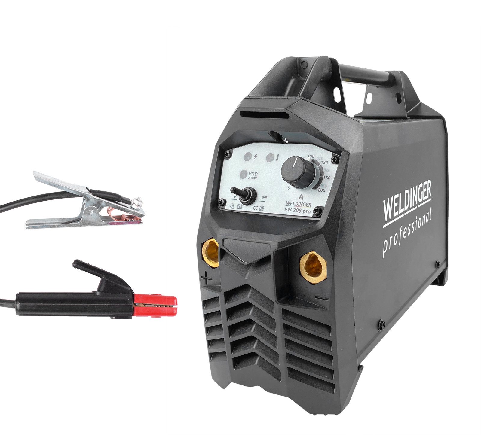 WELDINGER Inverterschweißgerät Schweißinverter EW 208 professional MMA/Lift-WIG 200 A, 20 - 200 A, 3-tlg., VRD