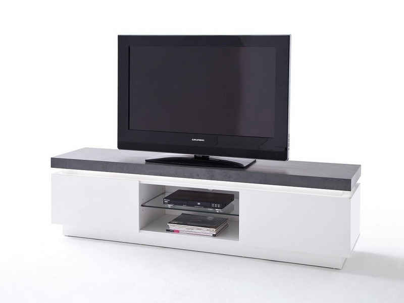 MCA furniture Lowboard TV-Lowboard Atlanta, weiß matt / Beton, inkl. LED Beleuchtung