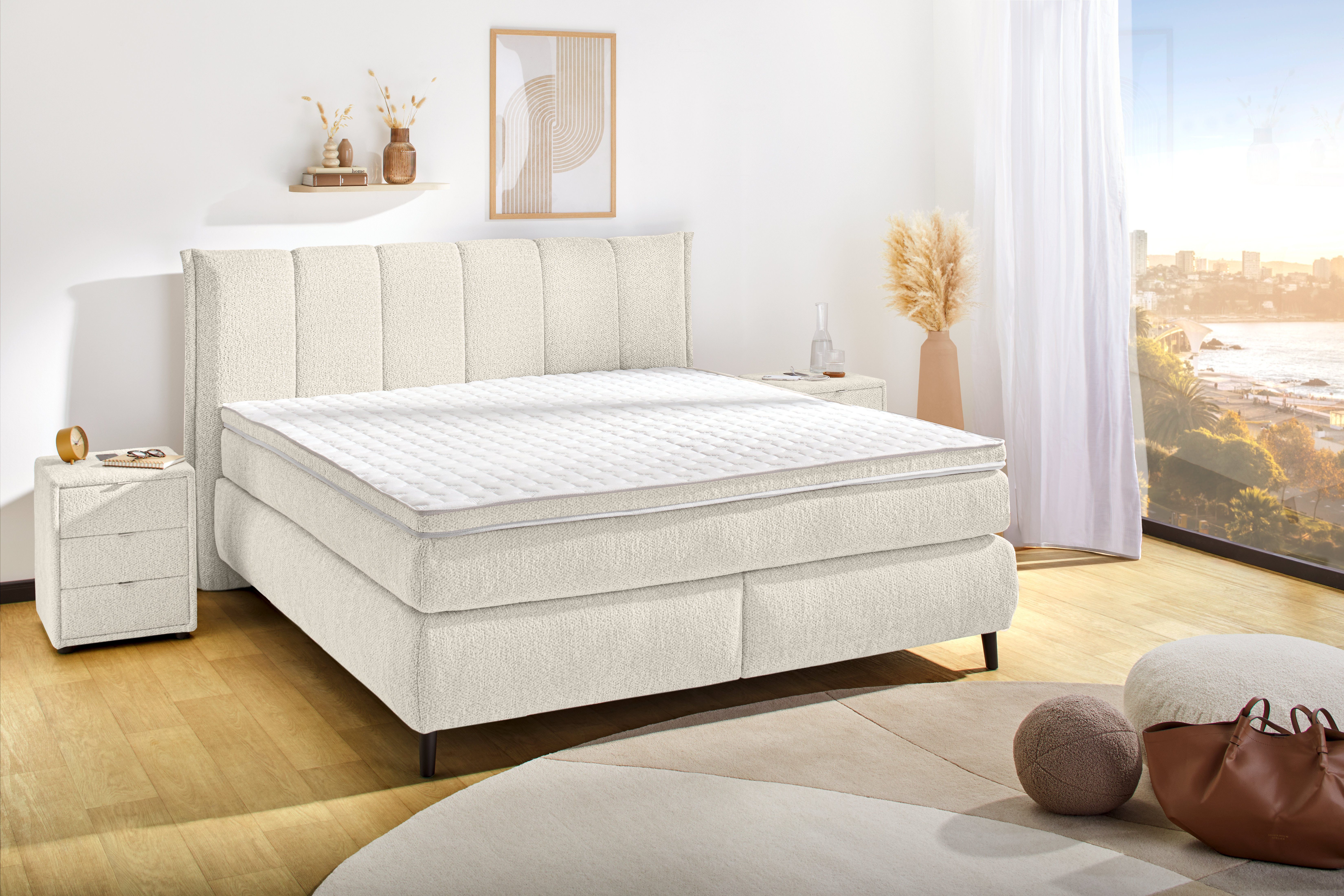 Jockenhöfer Gruppe Boxspringbett Isabella, in 160x200cm oder 180x200 cm, Härtegrade wählbar, inkl. 7-Zonen-TTFK-Matratze und Kaltschaumtopper