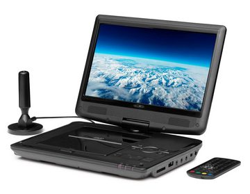 Reflexion DVD1017 Portabler DVD-Player (DVB-T2 HD Tuner, Fernbedienung, 12V Adapter, HDMI, USB, 230V Netztei)
