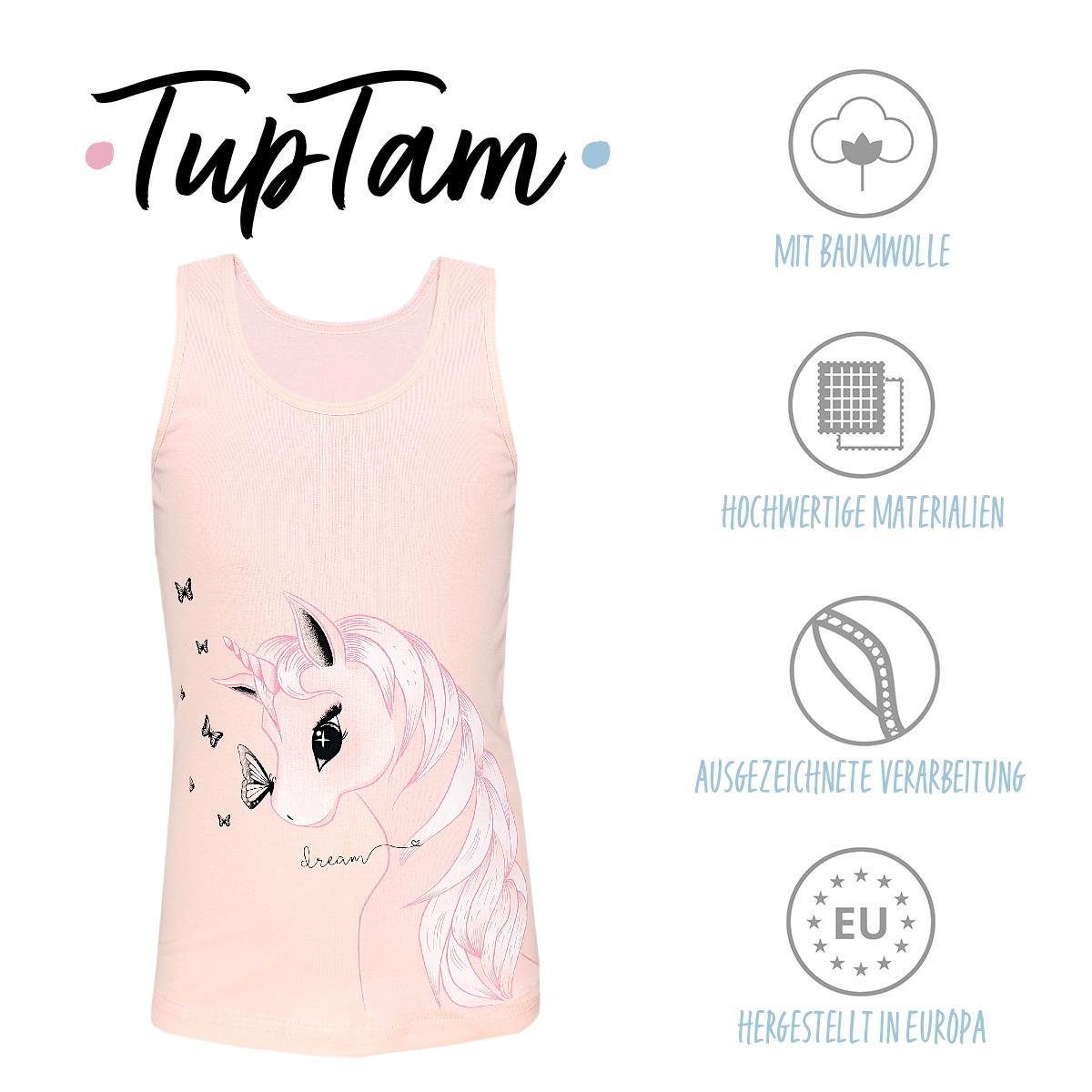 TupTam Unterhemd TupTam Mädchen Baumwolle Schmetterlinge Einhorn Top Unterhemd Gelb Rosa Ärmellos 5er Kinder Pack Tank Grau