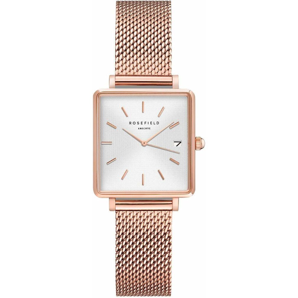 ROSEFIELD Luxusuhr The Mini Boxy XS White Sunray Mesh Rose gold QMWMRG-Q040