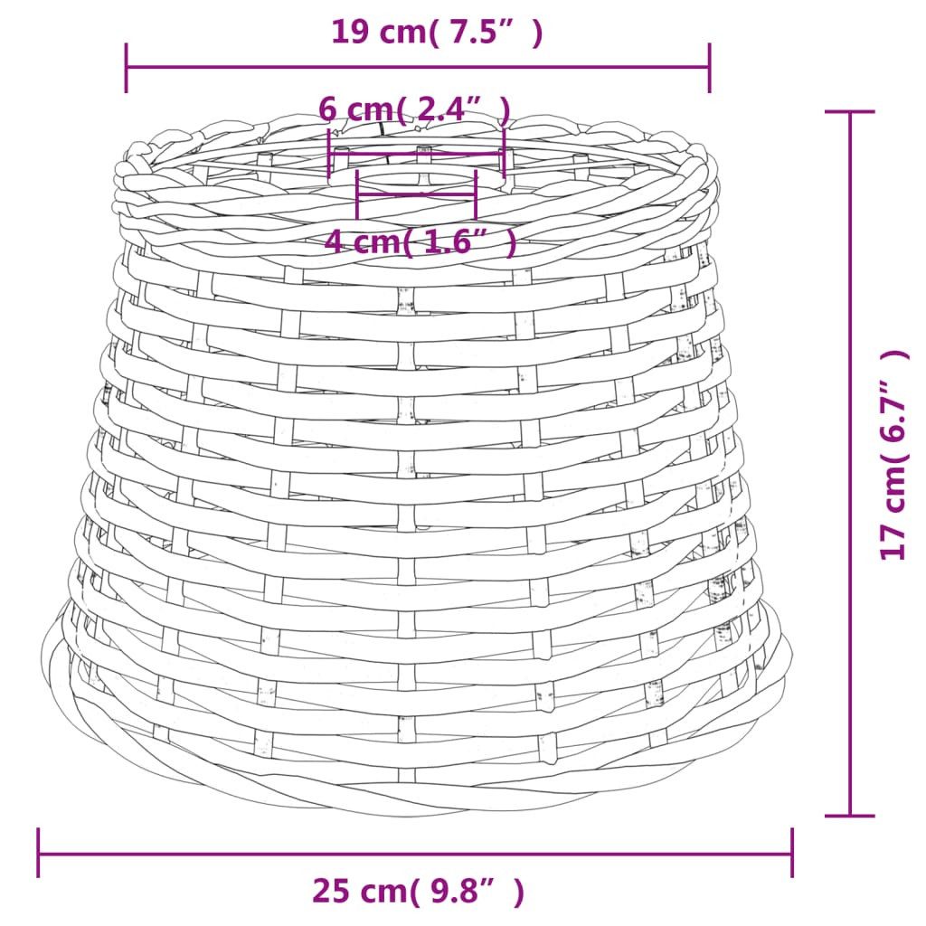 vidaXL Lampenschirm Lampenschirm Braun Ø25x17 cm Korbweide – Bild 4 von 5