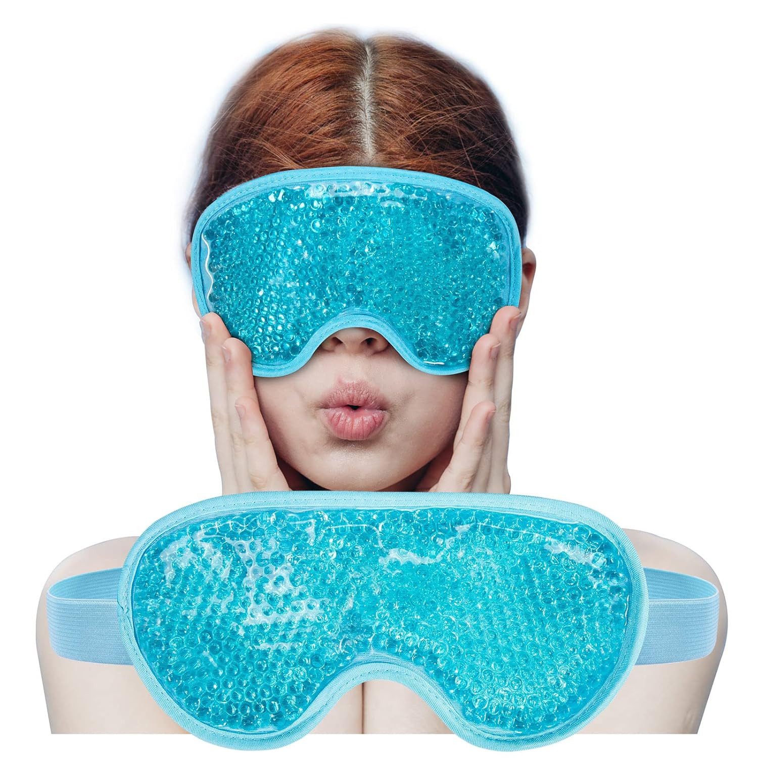 COOL-i ® Gesichtsmaske Kühlende Gel-Augenmaske – Wiederverwendbare Eis-Kompressen, bei Schwellungen, Müdigkeit & Migräne