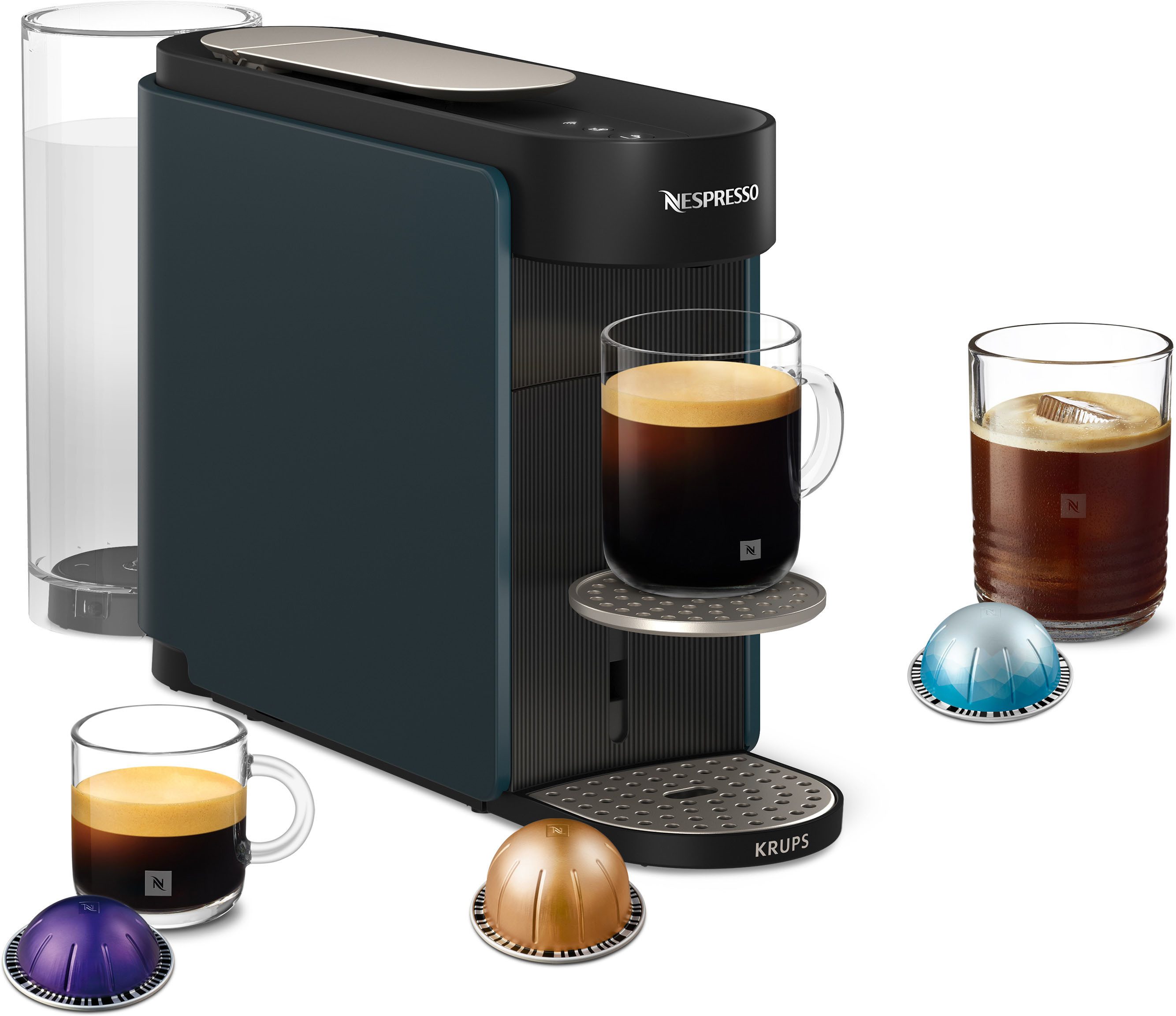 NESPRESSO Kapsel-/Kaffeepadmaschine Vertuo Up, schlankes Design, Coffee Creations Modus, Auto-Off, 1,4 l Wassertank