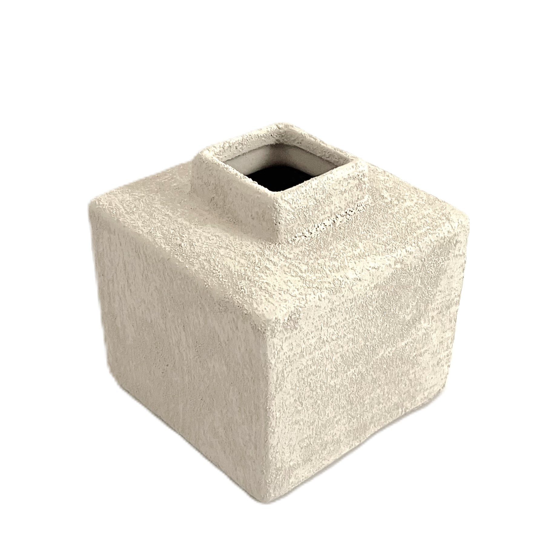 Daan Kromhout Tischvase Tischvase Naturweiß Quadratisch Beton Optik Modern 14 cm, Betonoptik