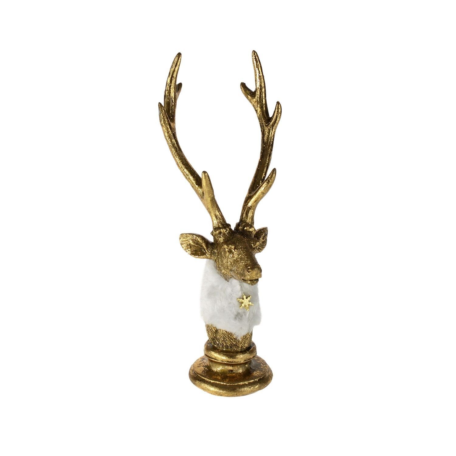 Werner Voß Weihnachtsfigur Hirschbüste - gold/weiß - Polyresin - Höhe 25 cm