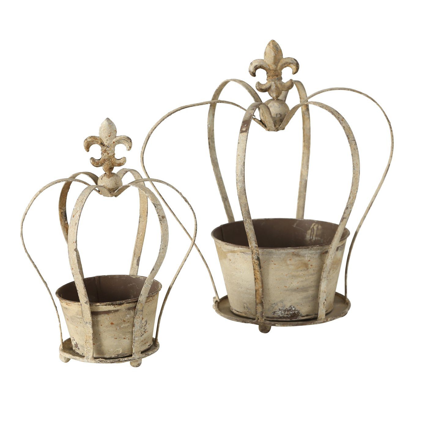 BOLTZE GRUPPE GmbH Übertopf Pflanztopf Krone Eisen grau H 30/40 cm 2er Set