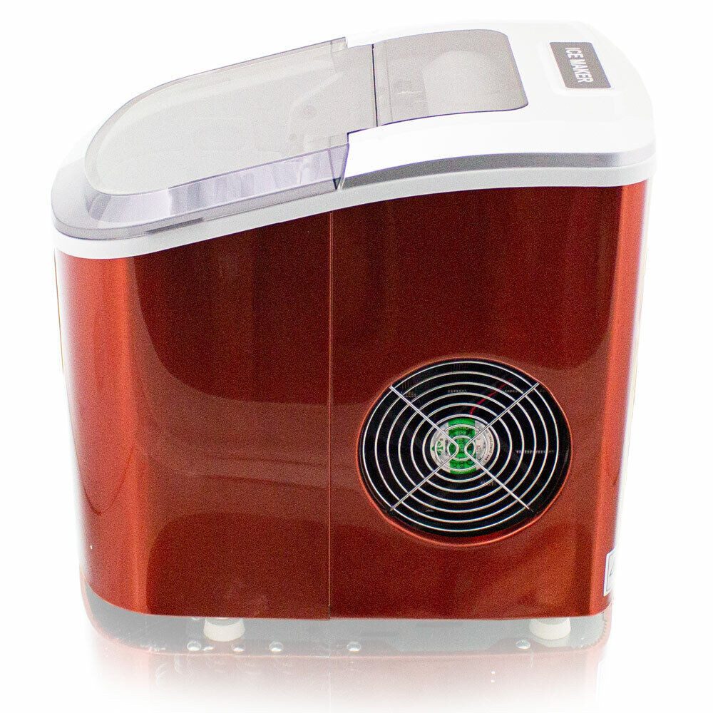 Mulano Elektrischer Eiswürfelbereiter Design Edelstahl Orange, mit transparentem Deckel MS-17120
