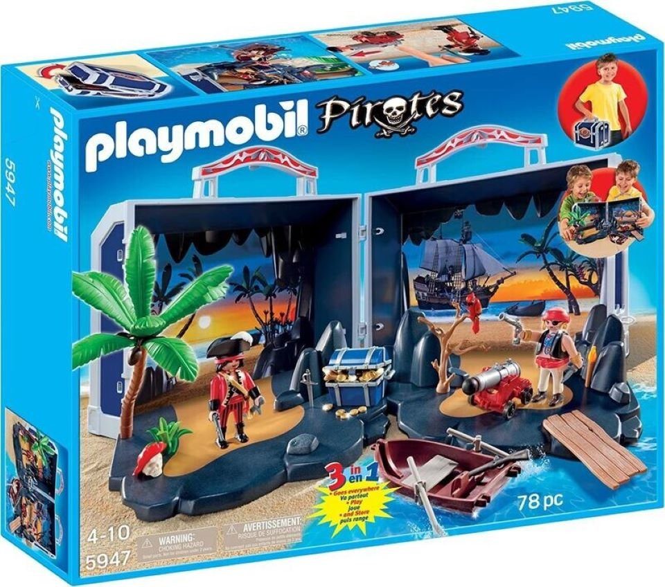 Playmobil® PLAYMOBIL 5947 Piraten Aufklapp-Spiel-Box, Piratenschatzkoffer Konstruktions-Spielset, (78 St)