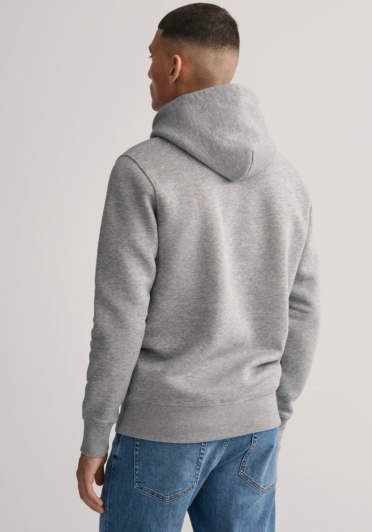 Brust REG melange mit der auf Logostickerei HOODIE Gant SHIELD grey Hoodie