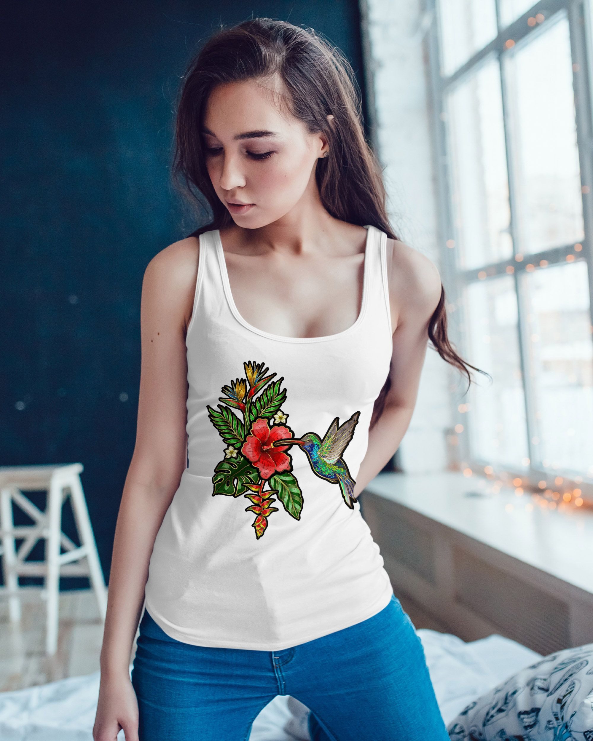 Neverless Tanktop Damen Tank-Top Tropical Kolibri günstig online kaufen