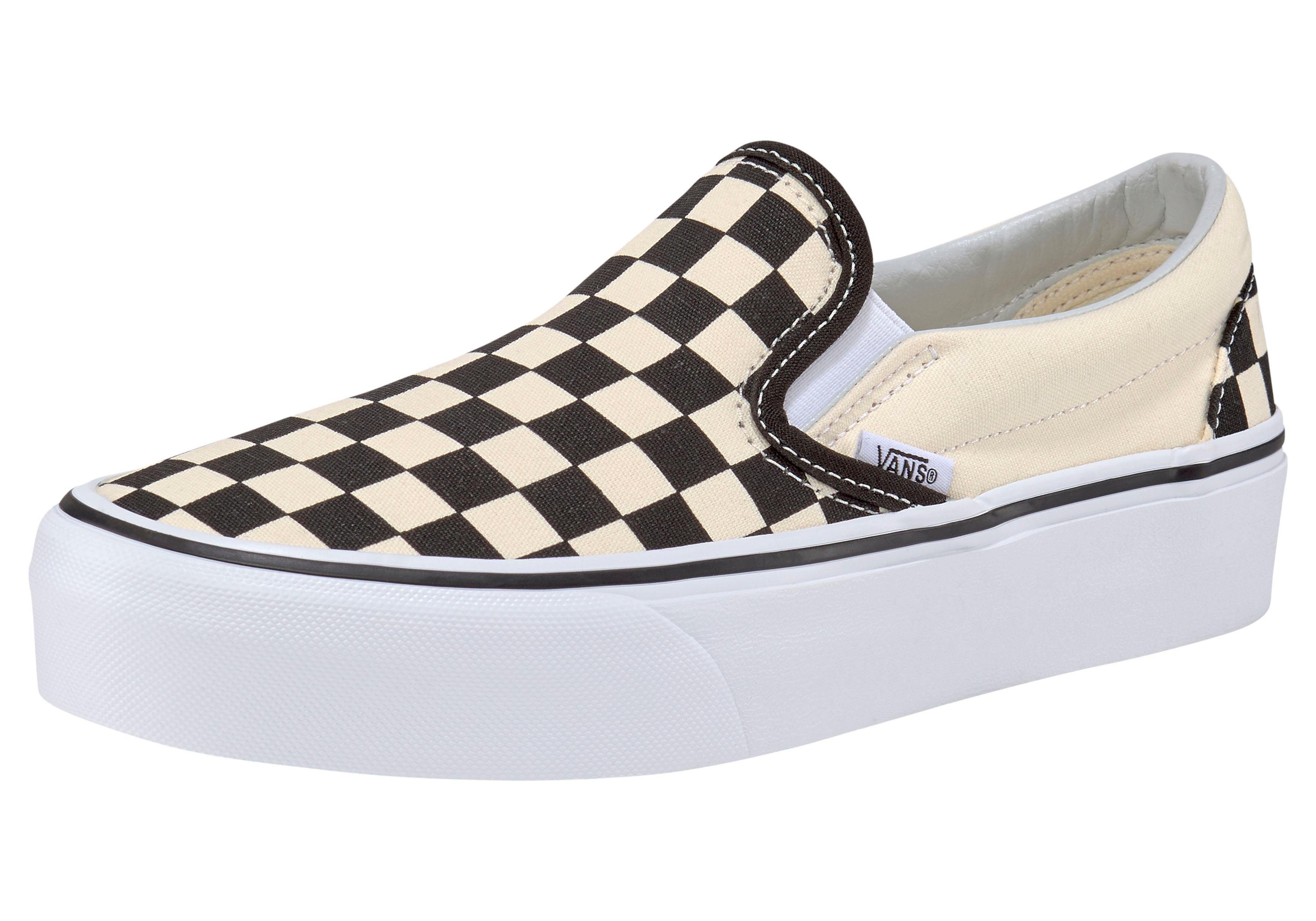 Vans Classic Slip-On Platform Checkerboard Plateausneaker aus textilem Canvas-Material