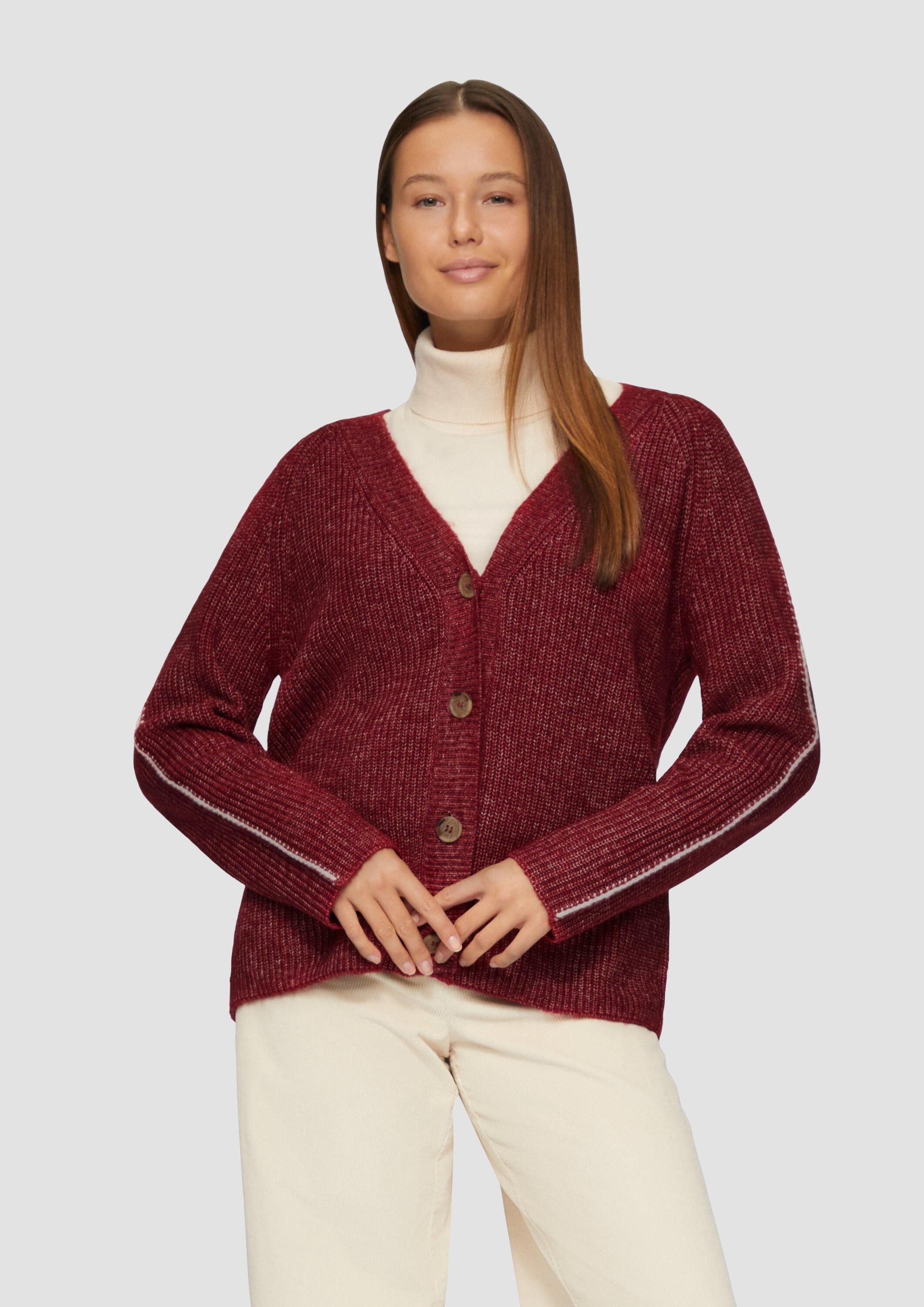 s.Oliver Cardigan Strickjacke Strickjacke aus Wollmix mit Kontrast-Details günstig online kaufen