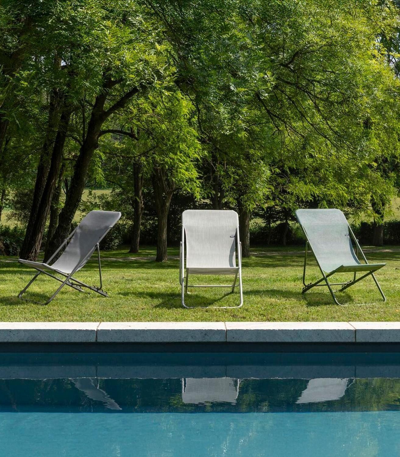 Lafuma Klappstuhl MAXI TRANSAT, Beige Seigle, Stahlrahmen, Batyline, Klappbar, verstellbare Rückenlehne, B 62 x H 91 x T 95 cm