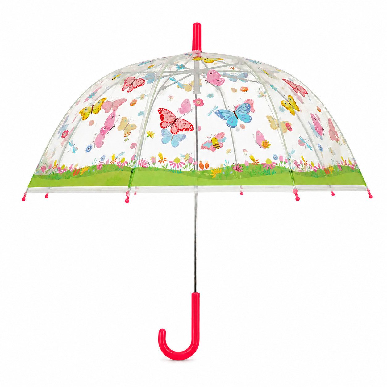 esschert design Langregenschirm Kinderschirm transparent mit Schmetterlingen für mehr Spaß