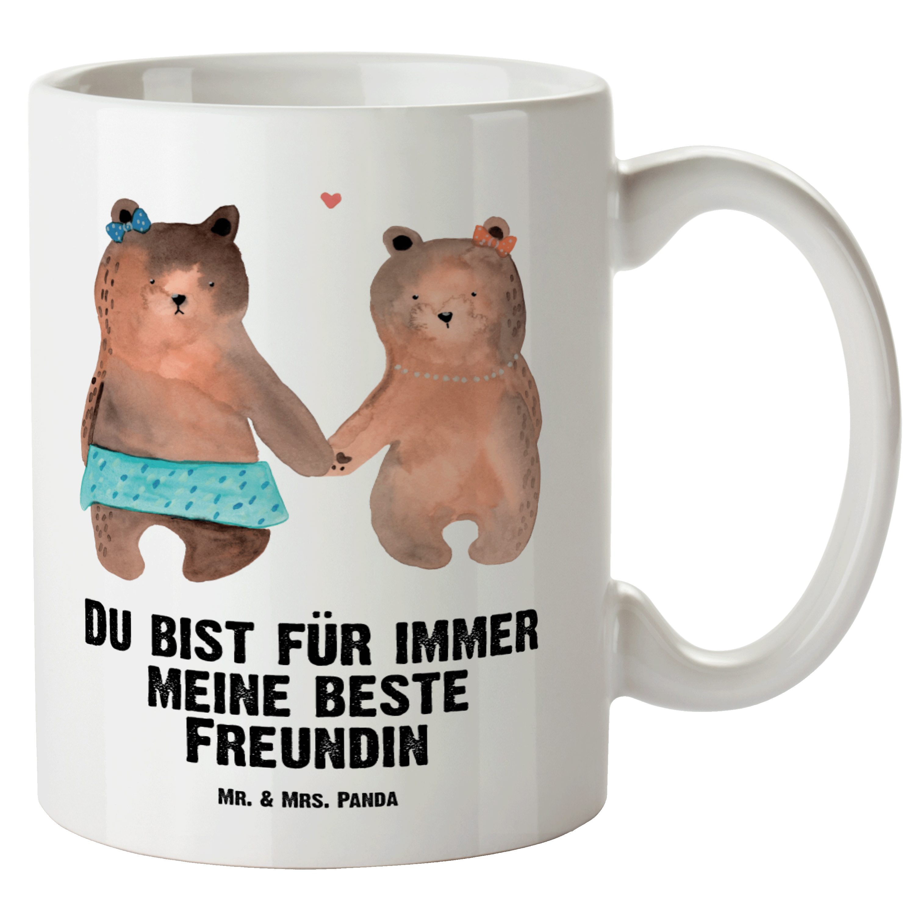 Mr. & Mrs. Panda Tasse Bär Freundin - Weiß - Geschenk, Teddybär, Grosse Kaffeetasse, spülmas, XL Tasse Keramik