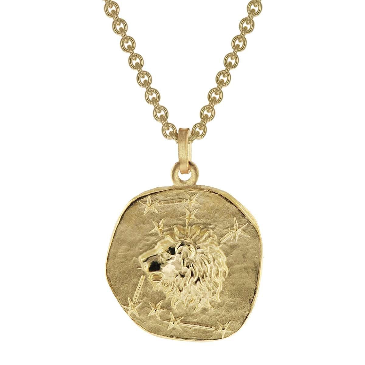 trendor Kette mit Anhänger 39070-08, Löwe Sternzeichen Ø 20 mm Herren Gold auf Silber