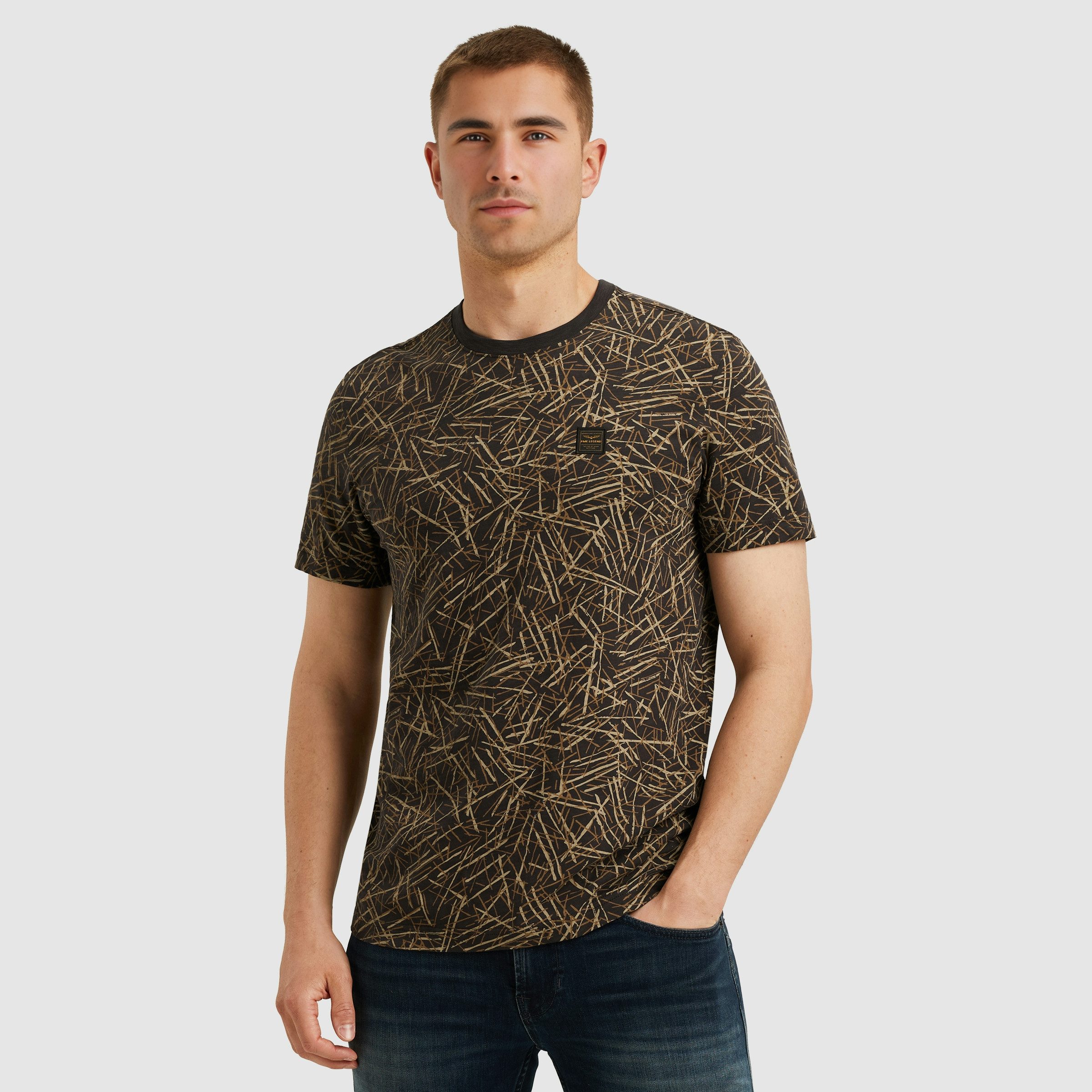 PME LEGEND T-Shirt Short sleeve r-neck slub jersey aop Allover-Druck mit Lo günstig online kaufen