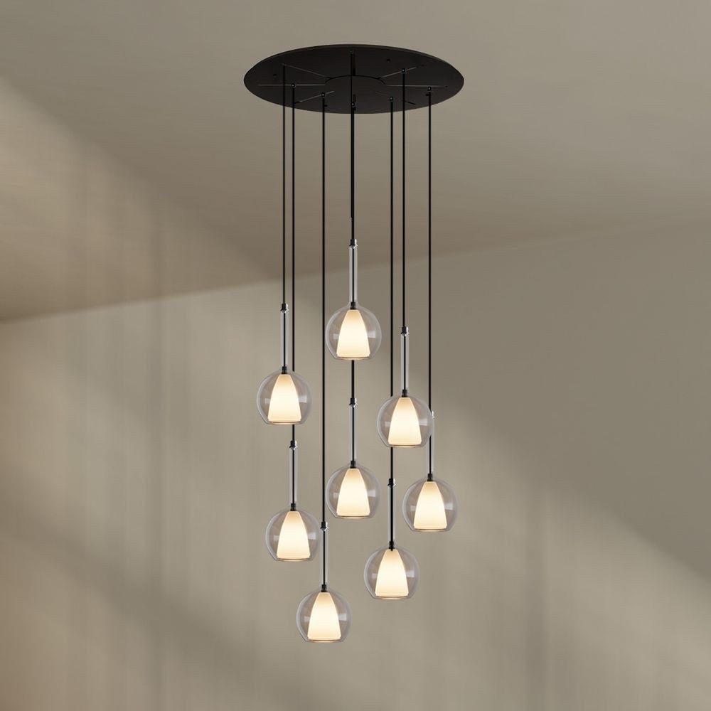 s.luce Pendelleuchte Belluna Galerieleuchte 8-flammig Ø 80cm Baldachin Klar