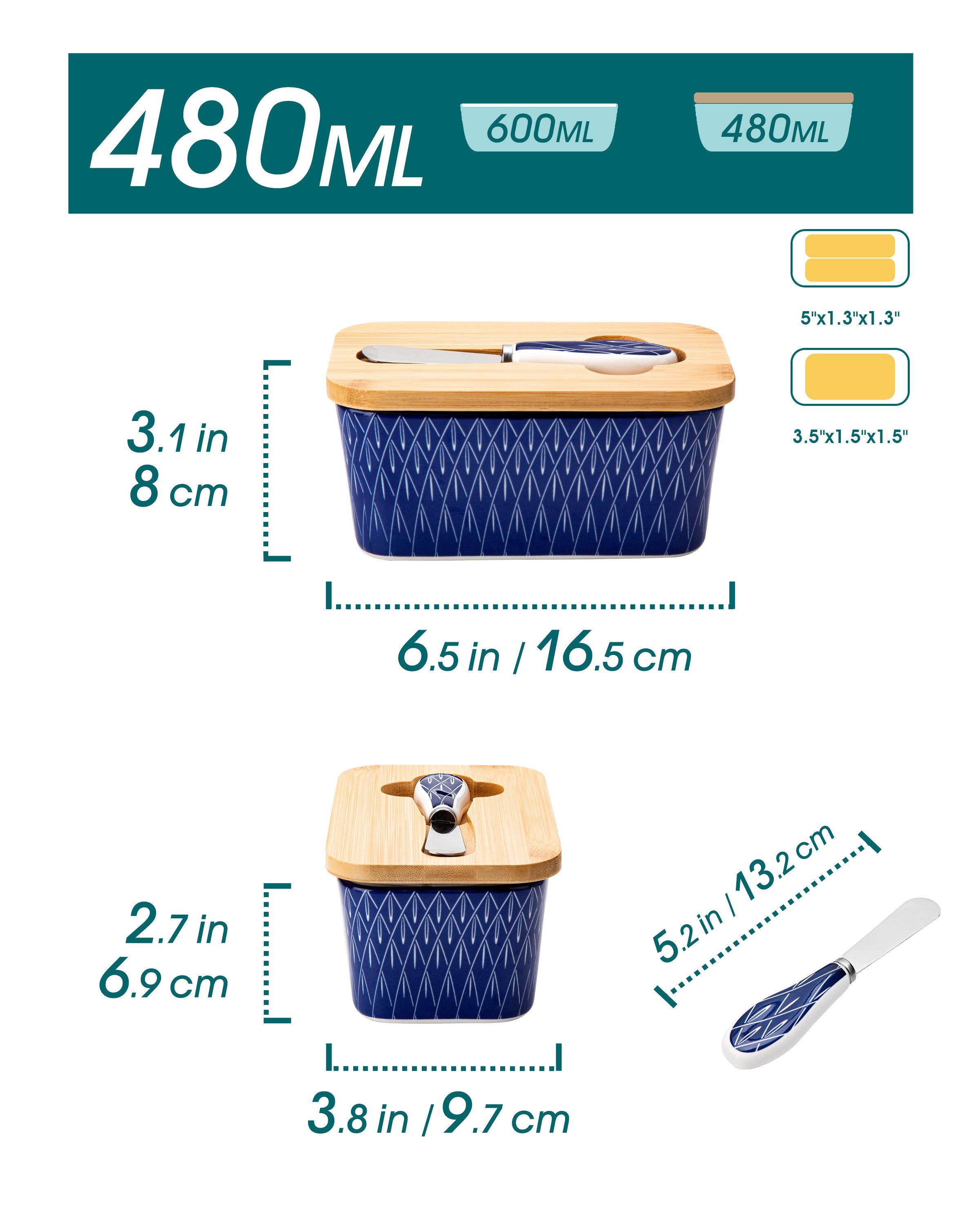 vancasso Butterdose Porzellan Butterdose mit Deckel, Butterbestreichmesser, (1-tlg), Rautenmuster