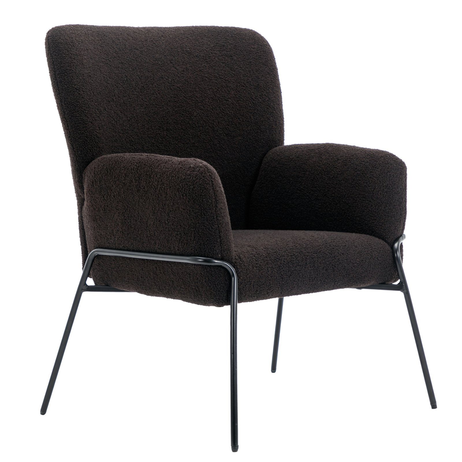 SVITA Loungesessel FREIA, Loungestuhl,Metallbeine,Teddyboucle,Schwarz günstig online kaufen