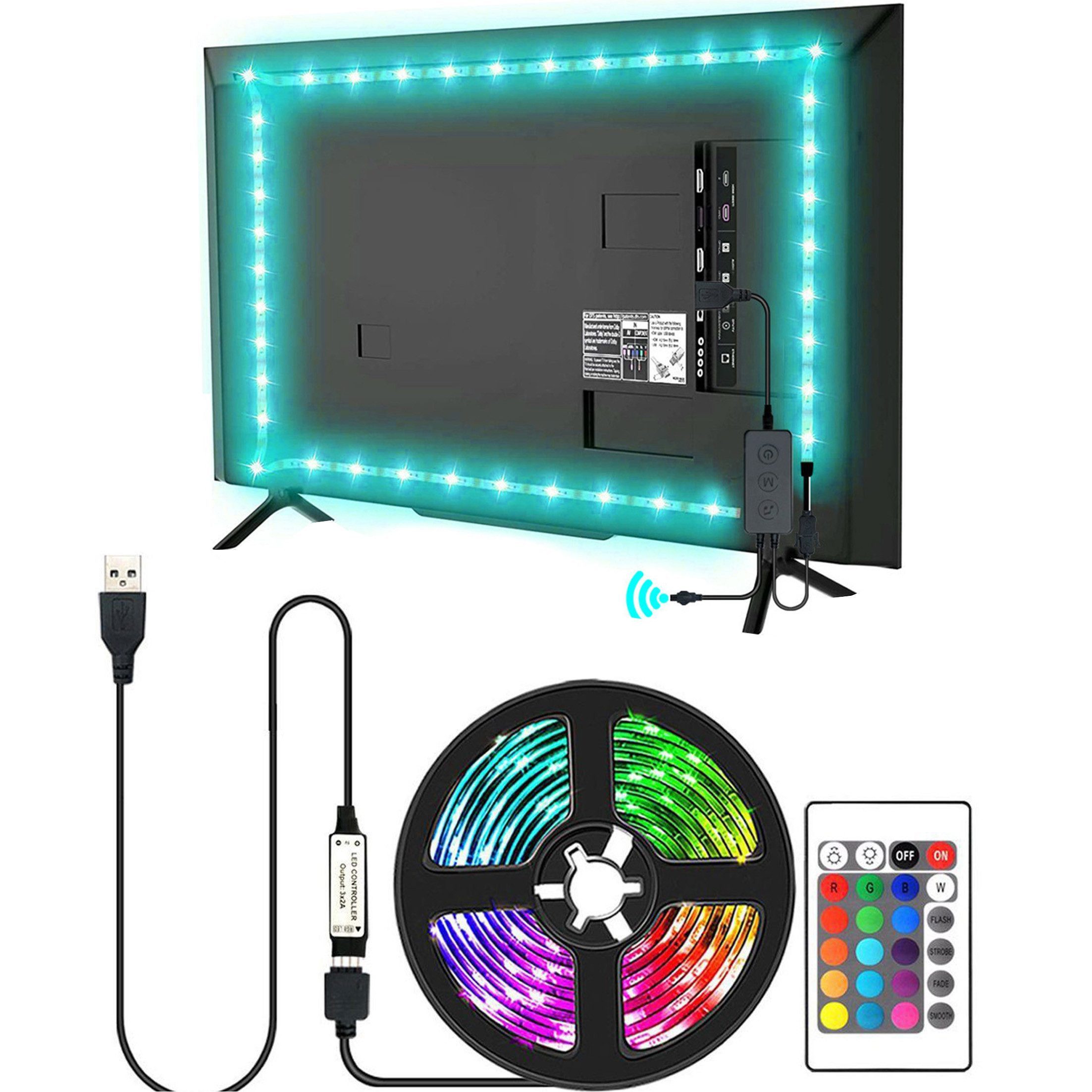 KINSI LED Stripe LED TV Hintergrundbeleuchtung mit Fernbedienung,USB RGB Li günstig online kaufen
