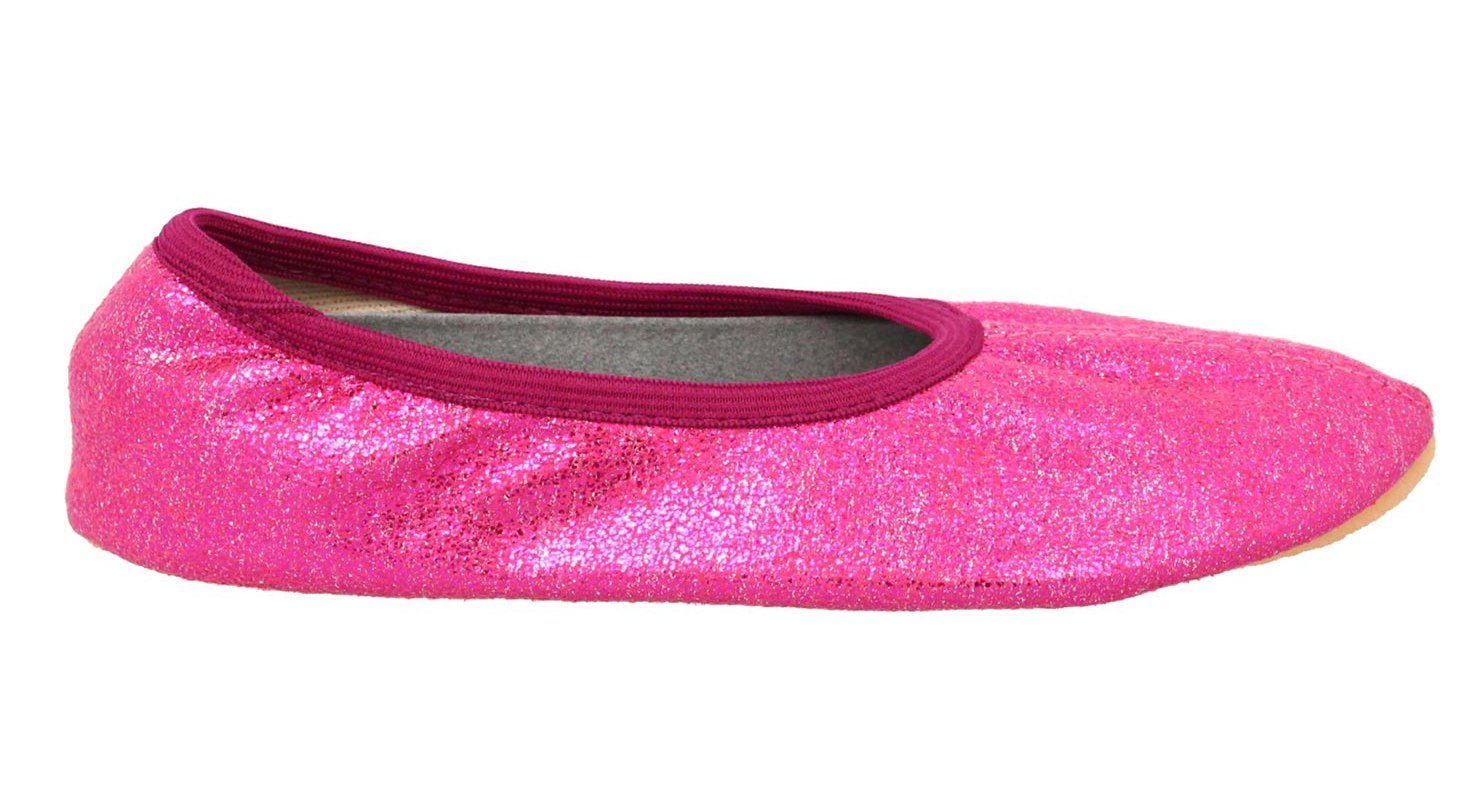 Beck Schläppchen Basic Glitzer Gymnastikschuh (bis Gr. 42 erhältlich, für Sport und Zuhause) mit rutschfester Gummi-Laufsohle