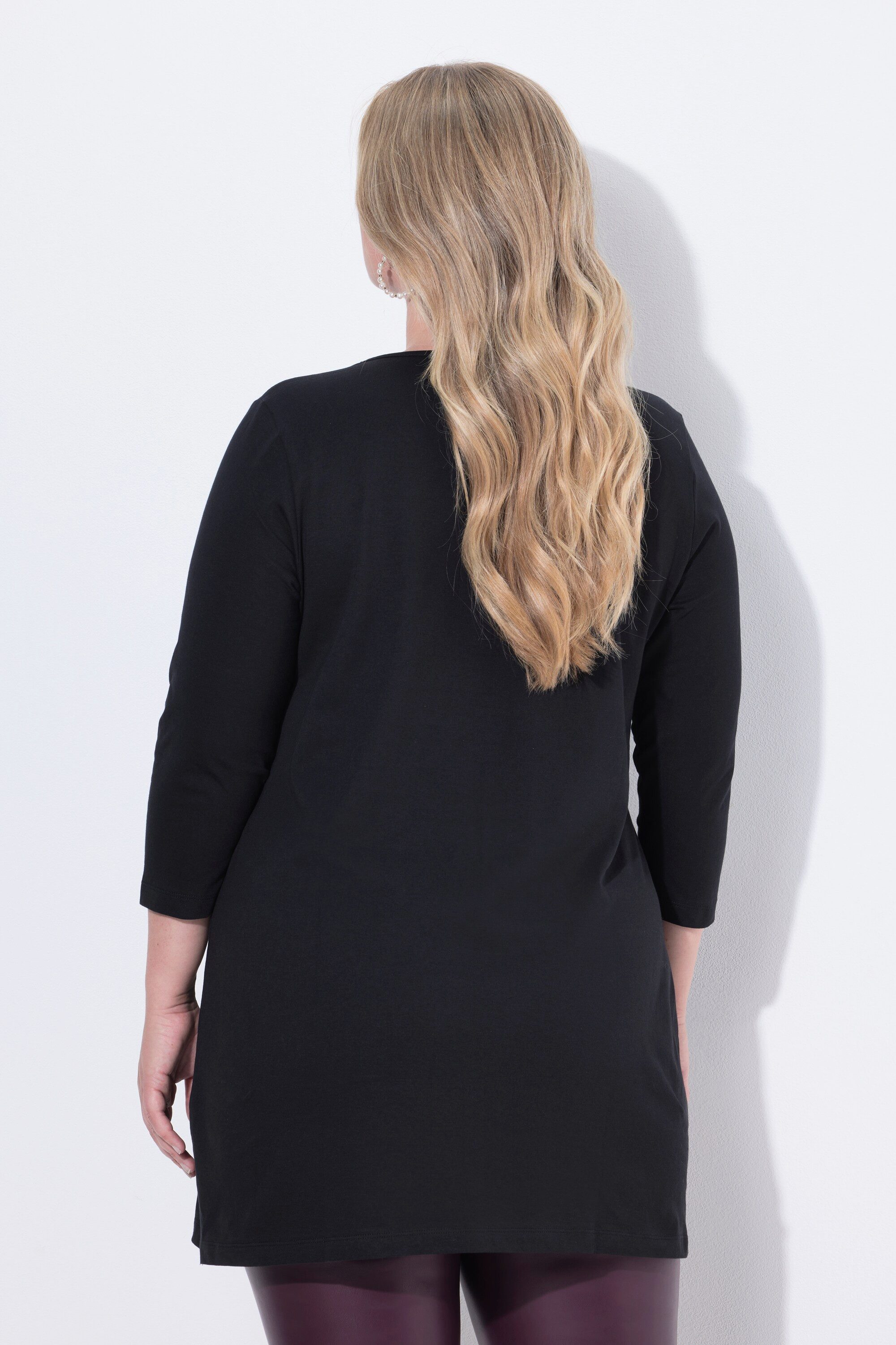 MIAMODA T-Shirt Longshirt Flakon-Motiv mit Zierperlen 3/4-Ärmel