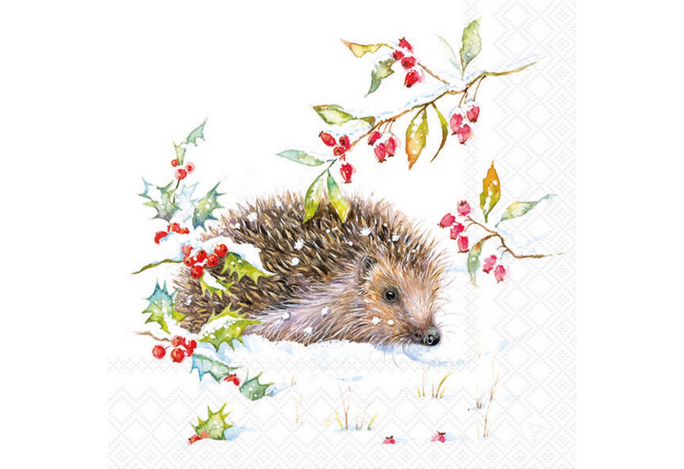 Ambiente Luxury Paper Products Papierserviette, Servietten Papier 33x33cm 3-lagig mit Winter Igel Motiv 20 Stück