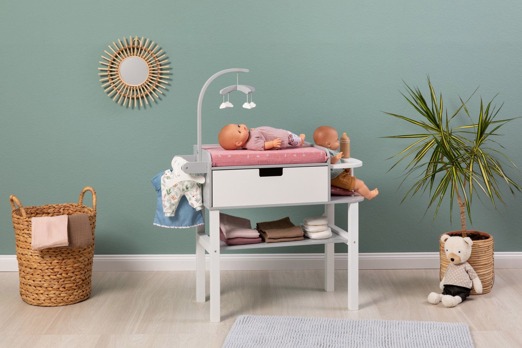 MUSTERKIND® Puppenwickeltisch Viola, grau/weiß