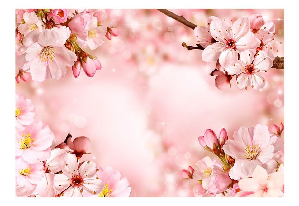 KUNSTLOFT Vliestapete halb-matt, matt, m, 3.43x2.45 Design Tapete Cherry lichtbeständige Blossom Magical