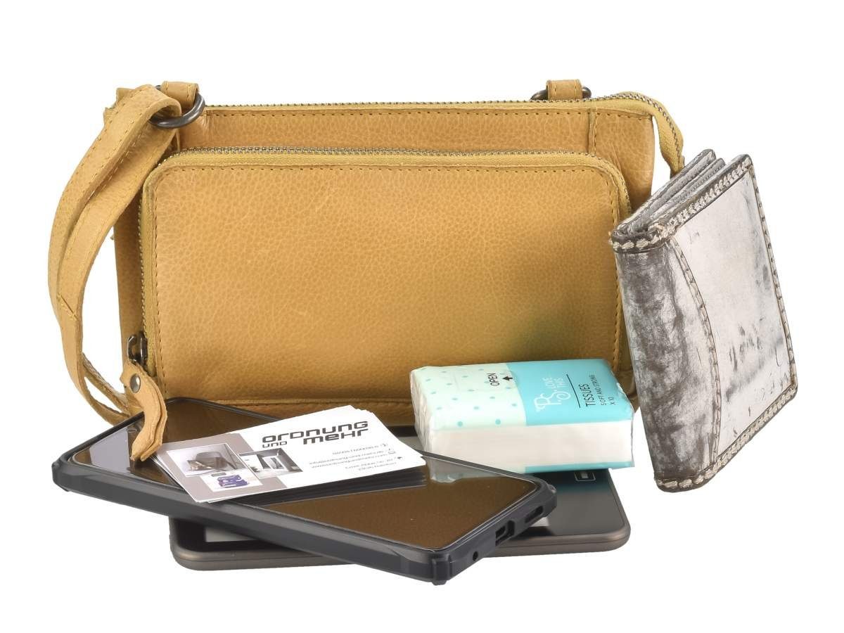 Greenburry Umhängetasche Soft Washed, Schultertasche 20x13cm, mit großem Vorfach für Handy 16x8cm