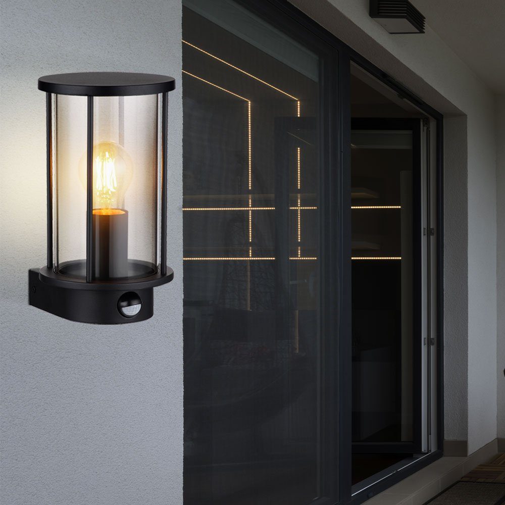 Leuchtmittel Edelstahl H Globo Fassadenlampe Laterne inklusive, Außen-Wandleuchte, nicht cm 25 schwarz Außenleuchte Wandlampe