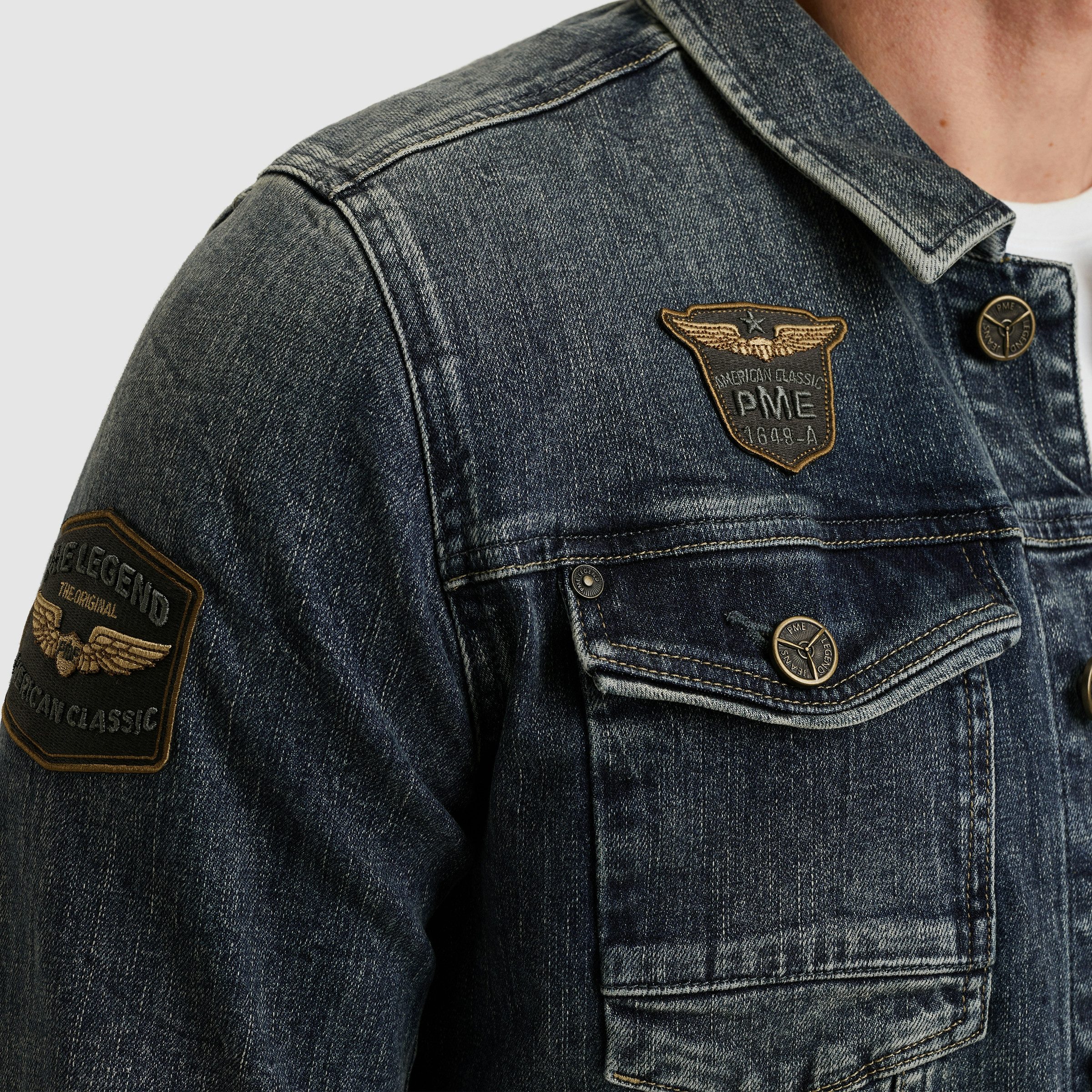 PME LEGEND Jeansjacke mit Logo Stickerei