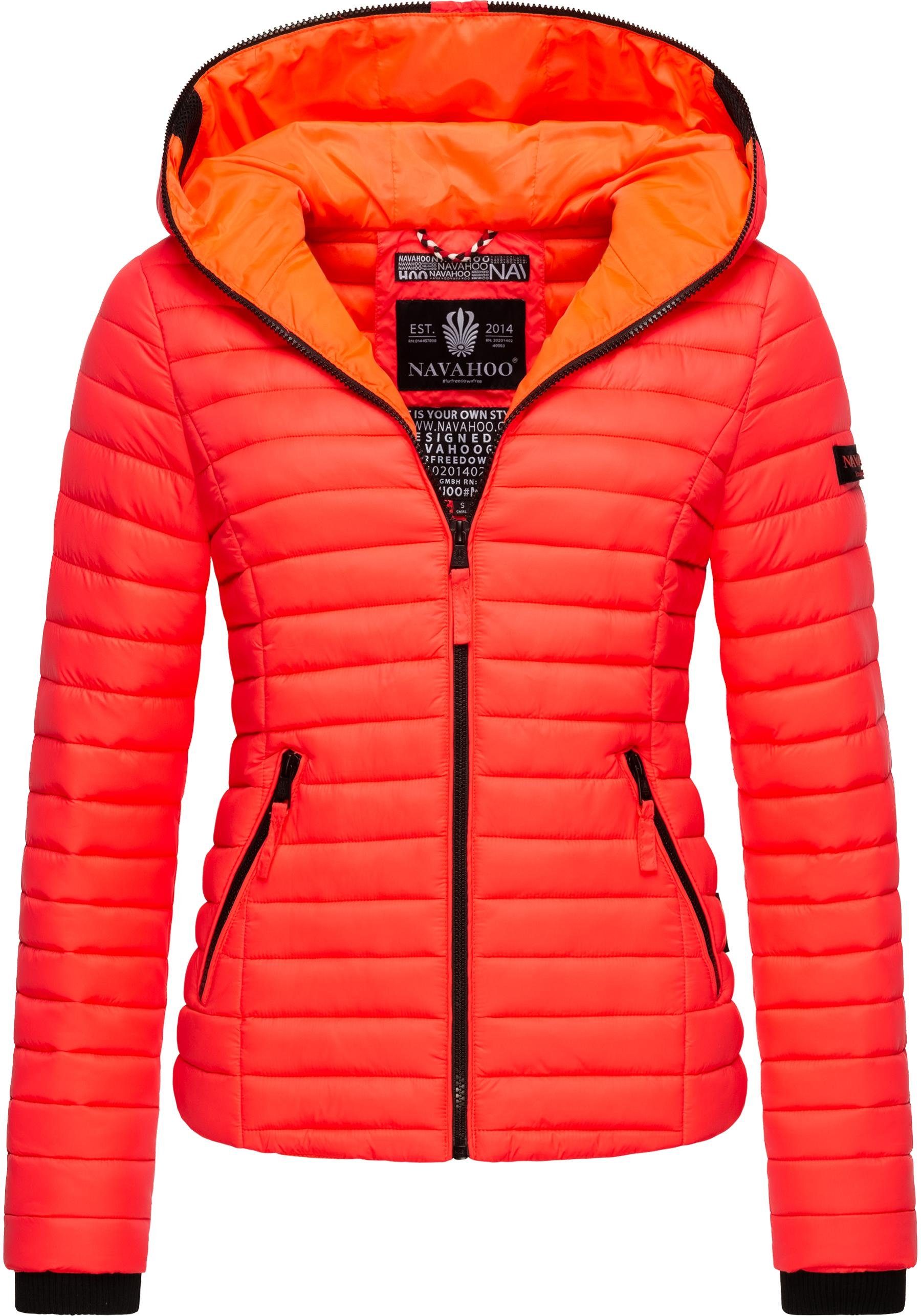 Navahoo Steppjacke Kimuk leichte Übergangsjacke mit Kapuze neonorange