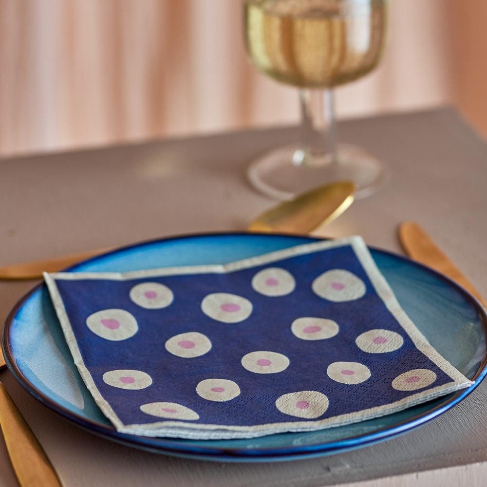 Bloomingville Papierserviette Eviaya Servietten blau Papier Tischdeko Party Esszimmer, Papierservietten, Tischdeko, Partyservietten, Festtafel, 20er Pack