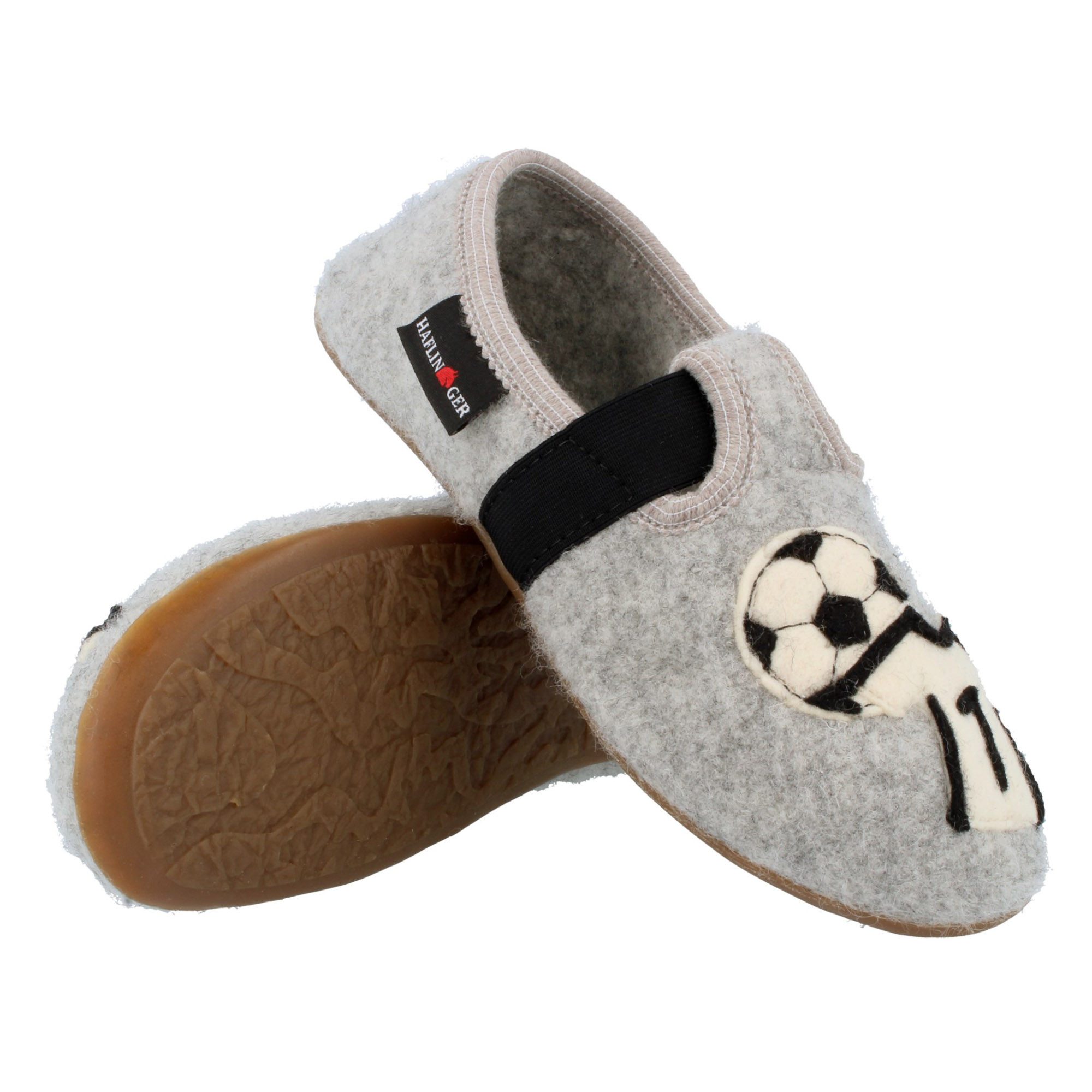 Haflinger Kinder Slipper Everest Team Fußballmotiv mit Gimmiband Hausschuh – Bild 2 von 4