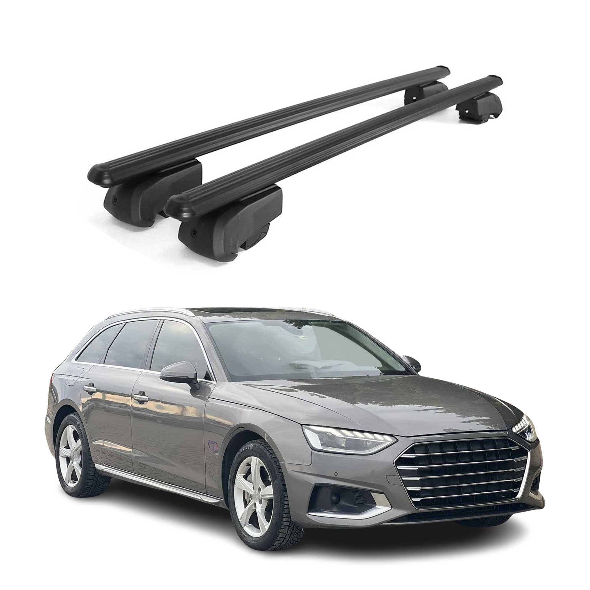 OMAC Dachträger Gepäckträger für Audi A4 B9 Avant 2016-2025 ABE Aluminium Schwarz (2-St), Wasserbeständig,Abnehmbar,Multifunktional,Leichtgewichtig
