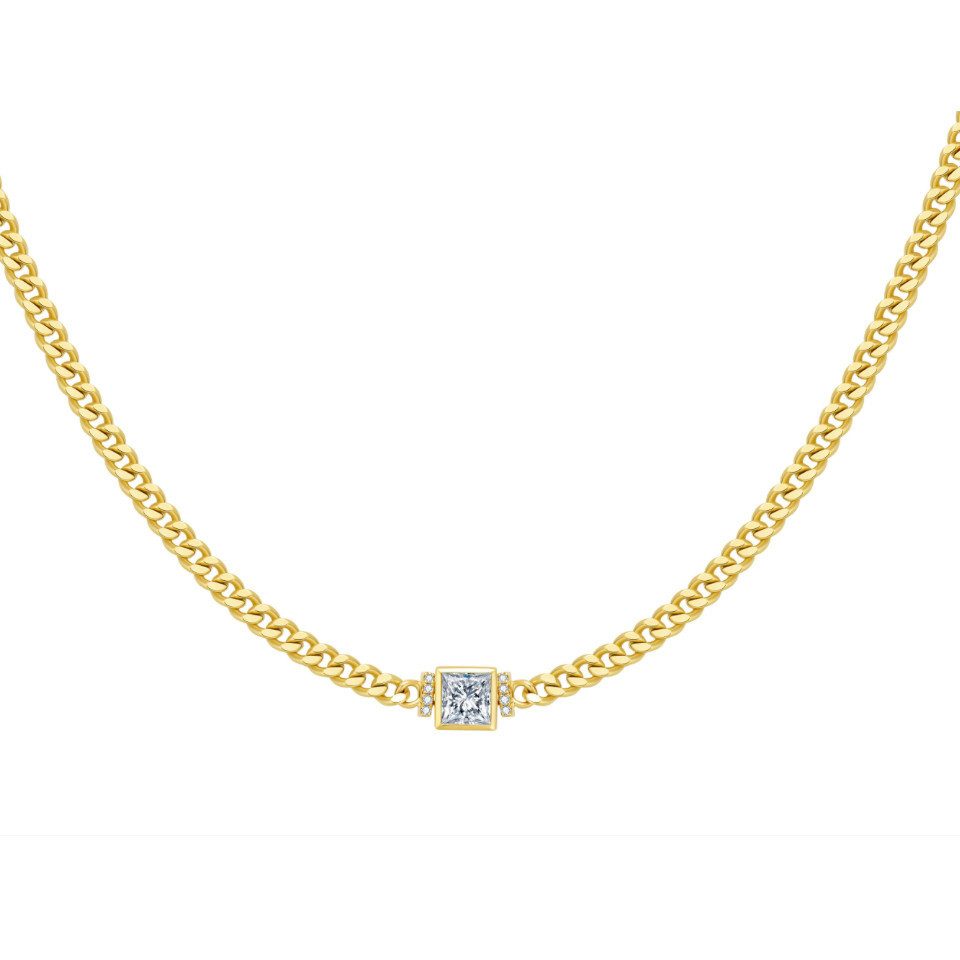 Sternvoll Goldkette IGI zert. VVS Cuban Collier 0.57 ct Diamanten 750 Gold, VVS Reinheit, 0.74 ct Gesamtkarat, IGI Zertifikat