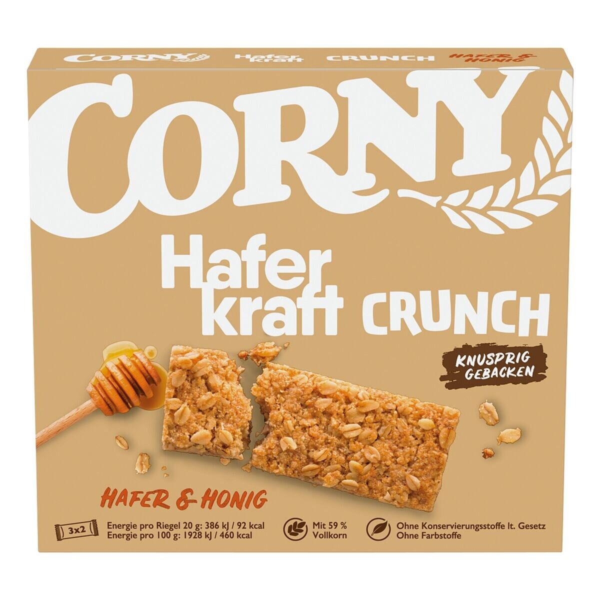 CORNY Riegel Haferkraft Crunch Hafer & Honig, 6 Riegel