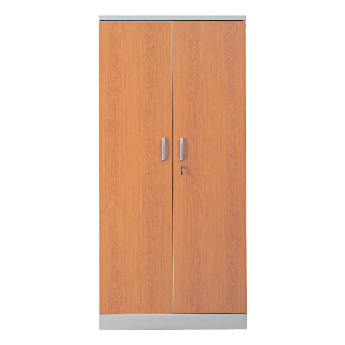 GUERKAN Aktenschrank 5 OH, Stahlschrank, 92x195 cm grauer in Türen / Holzoptik Korpus, grau/Erle